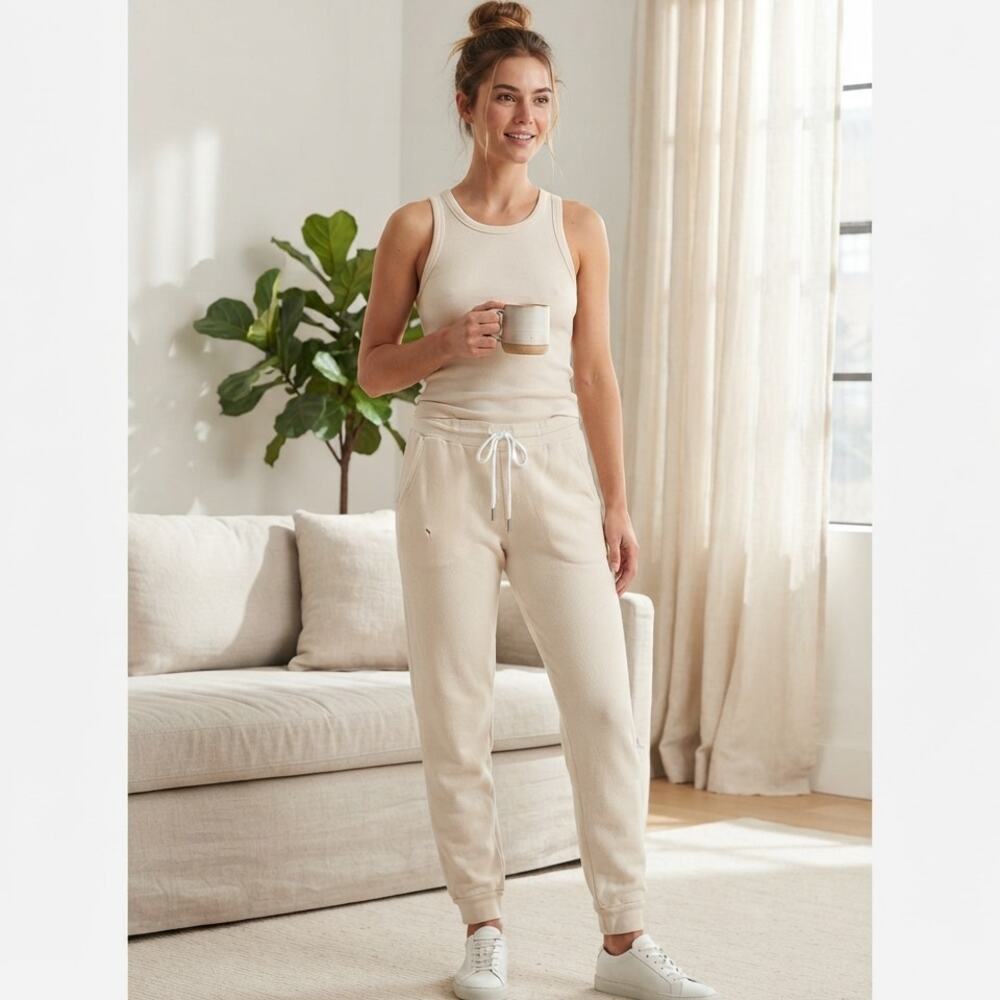 MATE the Label Organic Cotton Bone Cream Sweatpants Joggers Medium Loungewear